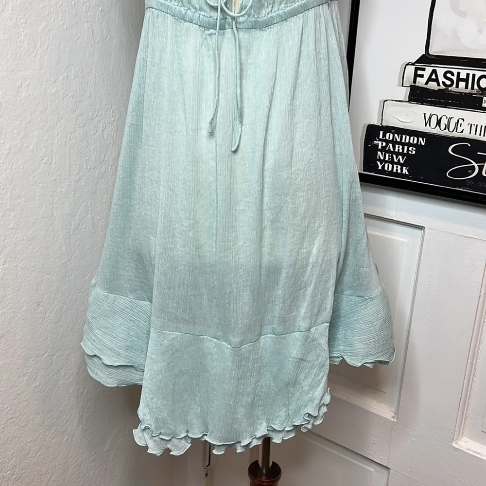 Elizabeth and James Pale Blue Sheer Silk Ruffled Mini Dress Size S - Picture 4 of 7